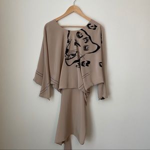 Vintage Lion Print Long Sleeved Dress